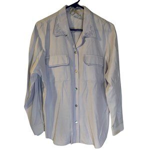 Vtg Jantzen Classics Lavender Shirt Women's Size M NEW Button Down Embroidered